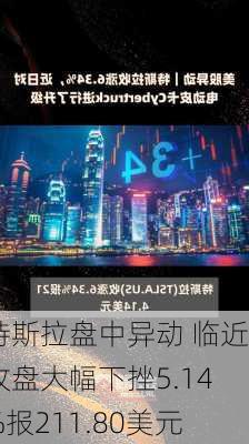 特斯拉盘中异动 临近收盘大幅下挫5.14%报211.80美元-第2张图片-