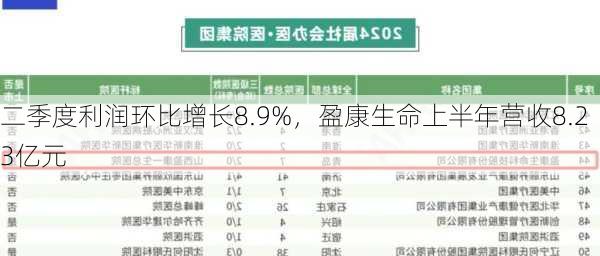 二季度利润环比增长8.9%，盈康生命上半年营收8.23亿元-第3张图片-