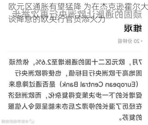 欧元区通胀有望猛降 为在杰克逊霍尔大谈降息的欧央行官员添火力-第1张图片-