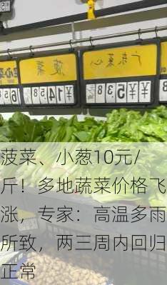 菠菜、小葱10元/斤！多地蔬菜价格飞涨，专家：高温多雨所致，两三周内回归正常