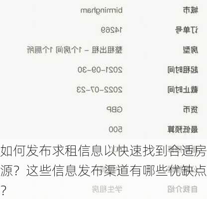 如何发布求租信息以快速找到合适房源？这些信息发布渠道有哪些优缺点？-第2张图片-