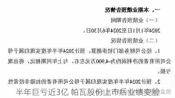 半年巨亏近3亿 帕瓦股份上市后业绩变脸-第2张图片-