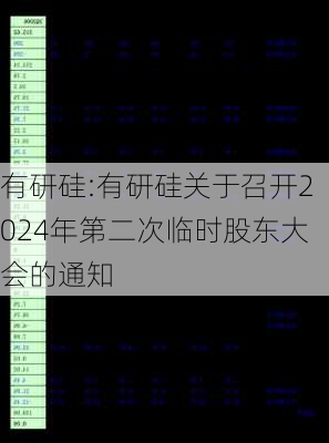 有研硅:有研硅关于召开2024年第二次临时股东大会的通知