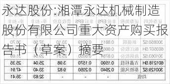 永达股份:湘潭永达机械制造股份有限公司重大资产购买报告书（草案）摘要