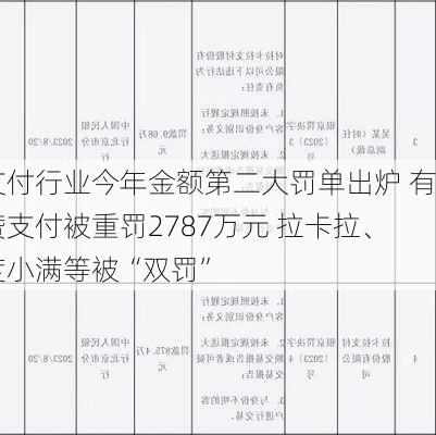 支付行业今年金额第二大罚单出炉 有赞支付被重罚2787万元 拉卡拉、度小满等被“双罚”-第3张图片-