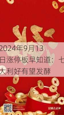 2024年9月13日涨停板早知道：七大利好有望发酵-第2张图片-