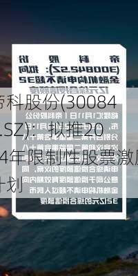 帝科股份(300842.SZ)：拟推2024年限制性股票激励计划