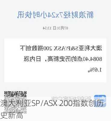 澳大利亚SP/ASX 200指数创历史新高