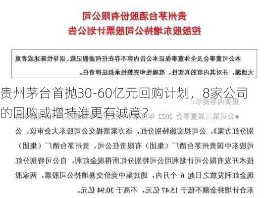 贵州茅台首抛30-60亿元回购计划，8家公司的回购或增持谁更有诚意？-第2张图片-