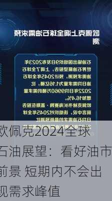 欧佩克2024全球石油展望：看好油市前景 短期内不会出现需求峰值