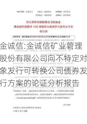 金诚信:金诚信矿业管理股份有限公司向不特定对象发行可转换公司债券发行方案的论证分析报告