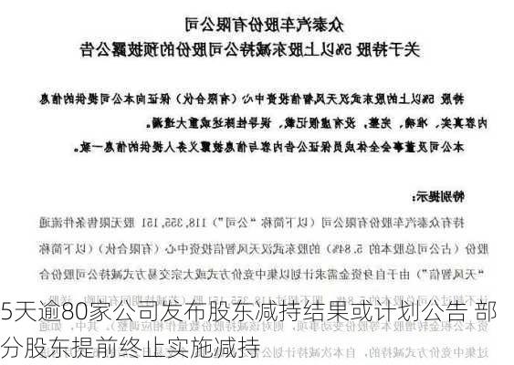 5天逾80家公司发布股东减持结果或计划公告 部分股东提前终止实施减持-第2张图片-