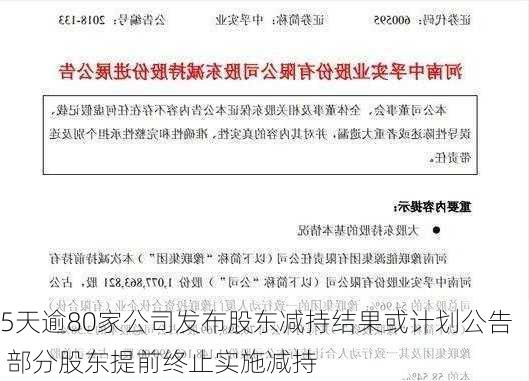 5天逾80家公司发布股东减持结果或计划公告 部分股东提前终止实施减持-第3张图片-