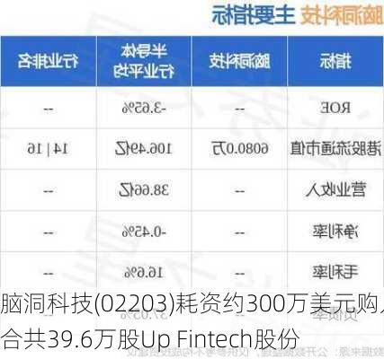 脑洞科技(02203)耗资约300万美元购入合共39.6万股Up Fintech股份-第2张图片-