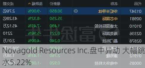 Novagold Resources Inc.盘中异动 大幅跳水5.22%-第2张图片-