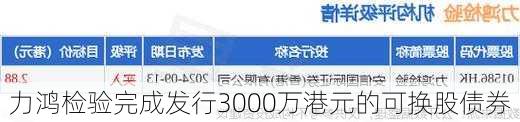 力鸿检验完成发行3000万港元的可换股债券-第1张图片-