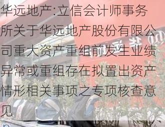 华远地产:立信会计师事务所关于华远地产股份有限公司重大资产重组前发生业绩异常或重组存在拟置出资产情形相关事项之专项核查意见