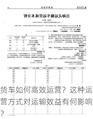 货车如何高效运营？这种运营方式对运输效益有何影响？-第2张图片-