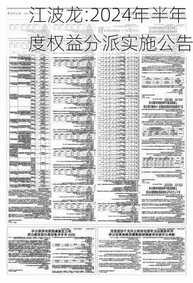 江波龙:2024年半年度权益分派实施公告-第1张图片-