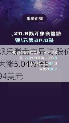 派乐腾盘中异动 股价大涨5.04%报5.94美元-第1张图片-