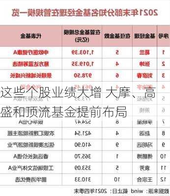 这些个股业绩大增 大摩、高盛和顶流基金提前布局