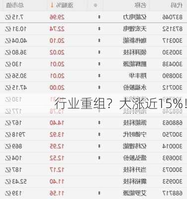 行业重组？大涨近15%！