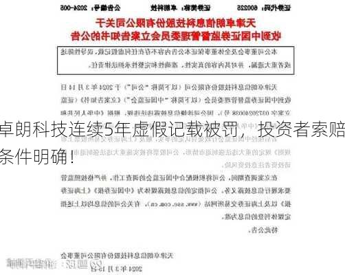 卓朗科技连续5年虚假记载被罚，投资者索赔条件明确！-第3张图片-