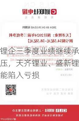 锂企三季度业绩继续承压，天齐锂业、盛新锂能陷入亏损-第3张图片-