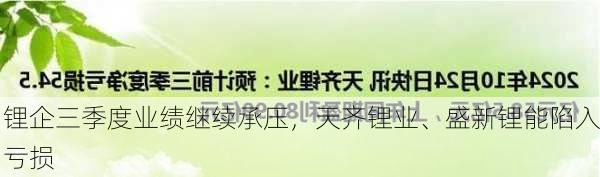 锂企三季度业绩继续承压，天齐锂业、盛新锂能陷入亏损-第2张图片-