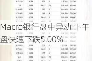 Macro银行盘中异动 下午盘快速下跌5.00%-第2张图片-