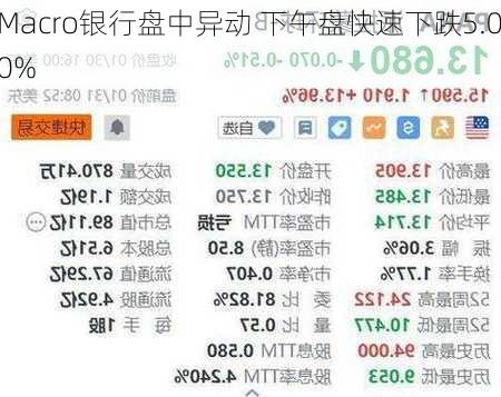 Macro银行盘中异动 下午盘快速下跌5.00%-第1张图片-