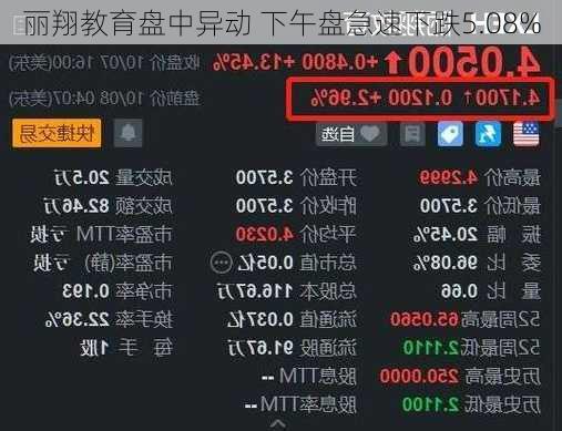 丽翔教育盘中异动 下午盘急速下跌5.08%-第1张图片-