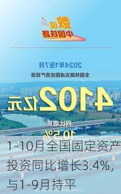 1-10月全国固定资产投资同比增长3.4%，与1-9月持平-第1张图片-