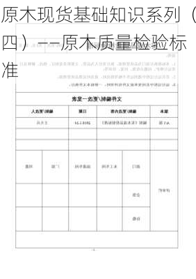 原木现货基础知识系列（四）——原木质量检验标准