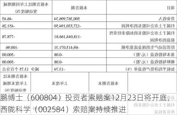 鹏博士（600804）投资者索赔案12月23日将开庭，西陇科学（002584）索赔案持续推进-第3张图片-