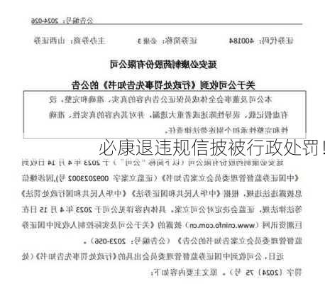 必康退违规信披被行政处罚！