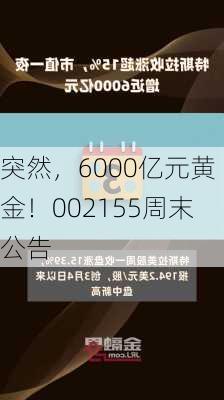 突然，6000亿元黄金！002155周末公告-第3张图片-