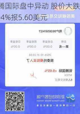 铭腾国际盘中异动 股价大跌6.04%报5.60美元-第2张图片-