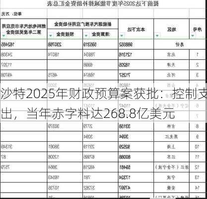 沙特2025年财政预算案获批：控制支出，当年赤字料达268.8亿美元