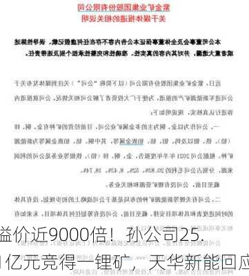 溢价近9000倍！孙公司25.1亿元竞得一锂矿，天华新能回应-第2张图片-